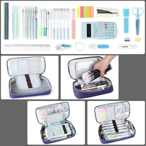 Homecube Big Capacity Pencil Case, Oxford Cloth Bag Storage Pouch for Marker Pen, Cute Stationery Organizer with Zipper