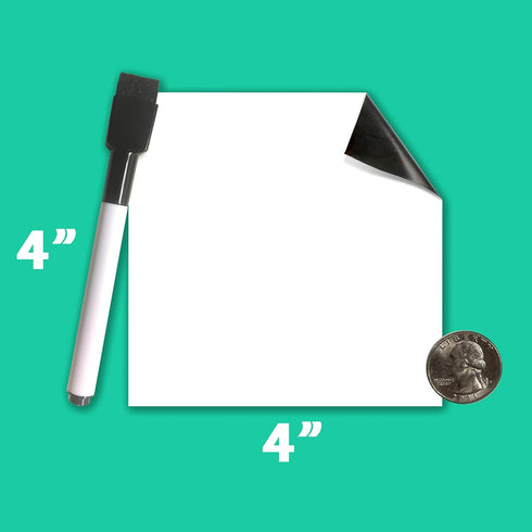Flipside Products 4" x 4" Dry Erase Notes: Black Marker and Eraser Cap, Reusable Sticky Notes, 12 Pack