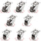 8Pcs Small Caster Wheels, 1 Inch, Low Profile Swivel Casters, Rubber Base Rolling Metal Plate for Small Furniture