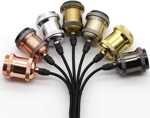 EmyTock E27 Black Ceiling Rose Vintage Pendant Light Fitting Modern Retro Industrial Style Lamp Holder