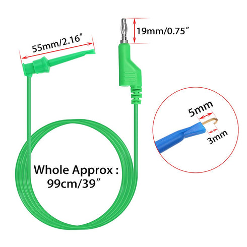 Sumnacon 39 Inch Multimeter Test Lead Set - 5 Pcs Stackable Banana Plug to Test Hook Wire Cable Kit with Protective, Flexible Wire Leads for Electrical Testing 500V/5A