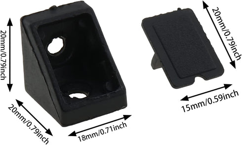 E-outstanding 10PCS 90 2 Plastic Corner Brace Black Plastic Furniture Corner Braces, Shelf Cabinet Door Degree Holes