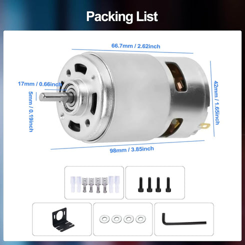 775 DC Motor, 12V High Torque DC Motor Max 20000 RPM with Dual Ball Bearings, Quiet Power Wheels Motor