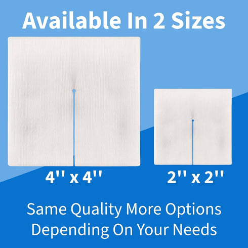 4" 4" 6-Ply (Pack 250) Vakly Sterile Split Gauze x of Absorbent Non-Woven Drain Sponges with Precut Slit for IV