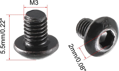 uxcell M3x4mm Thread Button Head Hex Socket Cap Screw Bolt - 100pcs