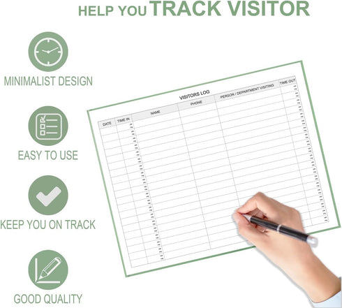 Visitors Register Book - Visitor Log Book with 120 Pages, 9" X 7", Green Hardbound Cover for Wedding Reception and