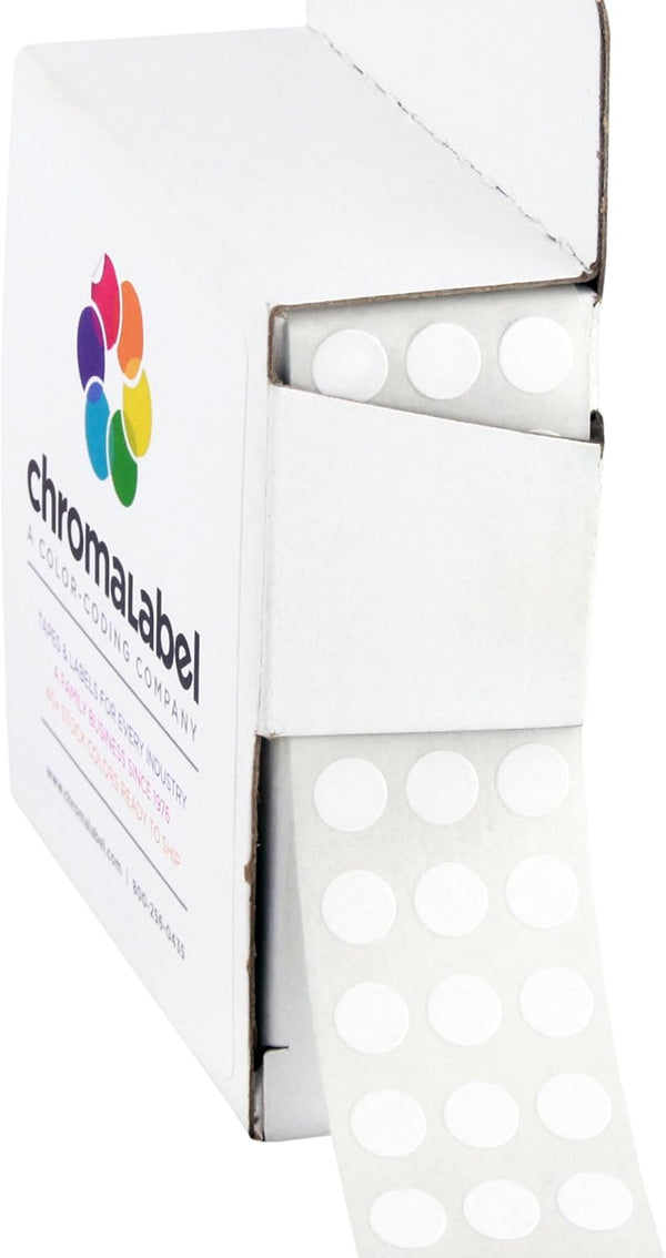 ChromaLabel 1/4 Inch Circle Sticker Labels, 1000 White Sticky Dots with Handy Dispenser