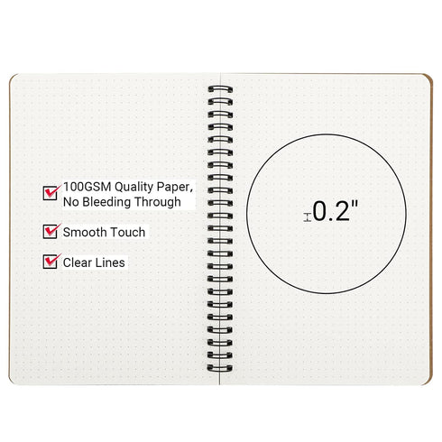 EUSOAR Dotted Spiral Notebook, A5 3-Pack, 5.5"x8.3", 120 Pages, Hardcover Wirebound for Journaling
