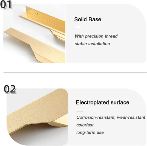 KGUDYS 200/300mm wardrobe,BrushedGold-350mm/13.8in Concealed Pull Handle, Aluminum Alloy Finger Edge Pull Handle
