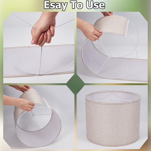 2 Sets 13" 13" 10" 0.43" CREATCABIN Drum Lamp Shade Top x Bottom x High Seaside Village Medium Lampshades Replacement