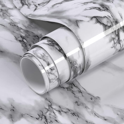 Black and White Marble Contact Paper, 15.7 x 78.7 Inches Peel and Stick Wallpaper for Countertop, Cabinet, Shelf Liner