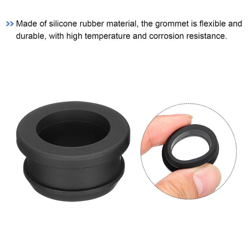 MECCANIXITY 4Pcs Snap Rubber Grommet Plug, Dia 21mm ID 16.5mm Seal, Anti-Scratch for Electrical Box Cable Pipe Black