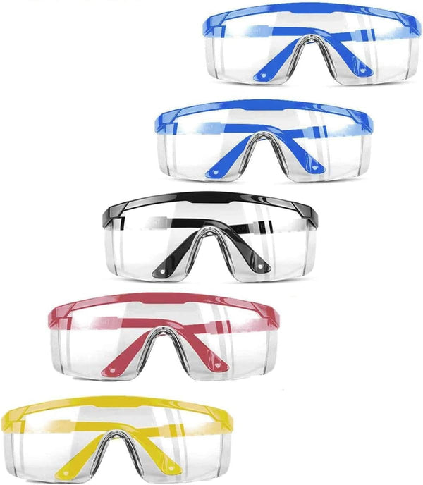 mozeeda 5 PACKS Safety Goggles, Clear Anti-fog UV400 Protection Eyeglasses for Men Women, ANSI Z87 Adjustable