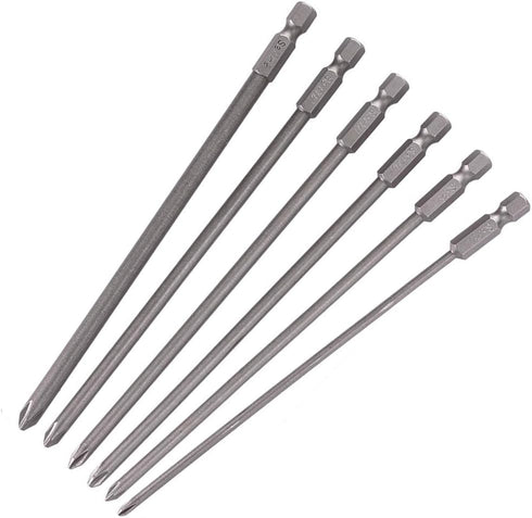 Yakamoz 6Pcs 1/4 Hex Shank Magnetic Cross Phillips Screw Head Screwdriver Bits Set, 5.9-Inch Length