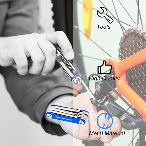 Folding Allen Wrench Set - Multifunction Portable Hex Key Set for Repairing Road and Mountain Bikes (6 in 1)