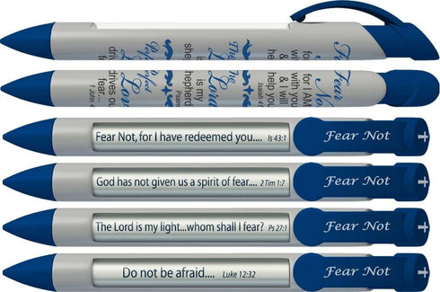 Greeting Pen "Fear Not" Scripture Pens, 6 Pen Set with Rotating Messages