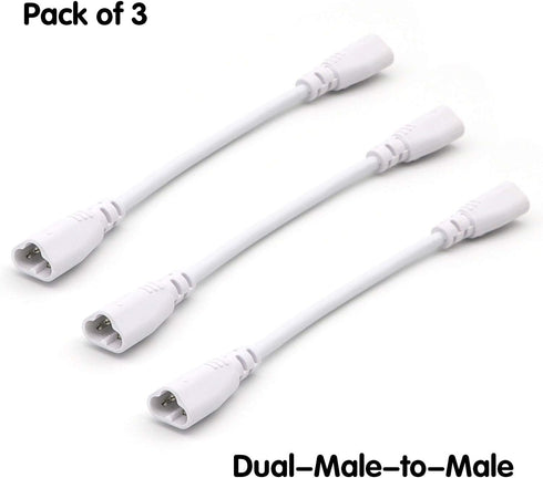 T5 T8 LED Tube Connector Cable Wire 8 inch Double Male to Male End Extension Cord for Integrated LED Fluorescent Tube Light Bulb Lamp Holder Socket(3-Pack 3Pin Male) by Probelie