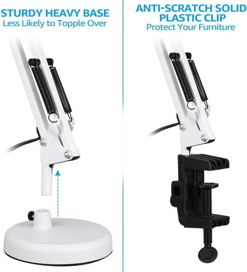 E26 TORCHSTAR Metal Desk Lamp with Clamp, Swing Arm, Architect Adjustable Gooseneck Table Lamp, Clip Desk Lights