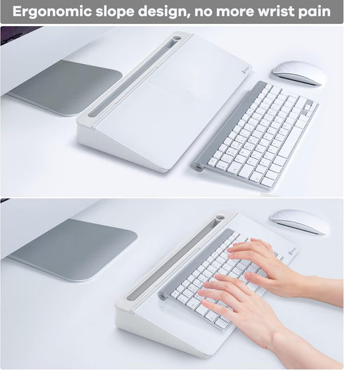 Varhomax Glass Desk Whiteboard with Storage, To-Do List Memo Desktop Dry Erase White Board for Home Office (White)