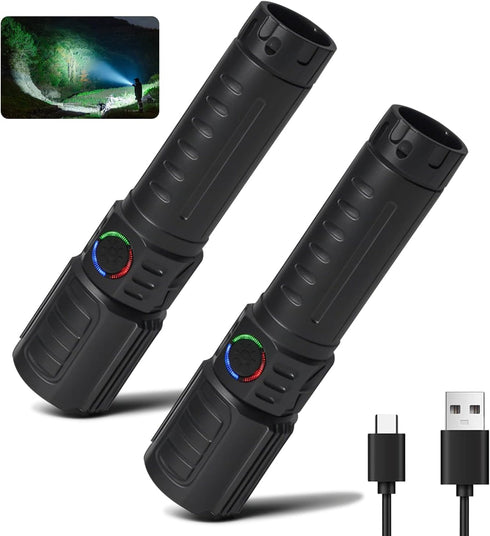 Tactical Flashlights Torch High Lumens Rechargeable, 3 Modes Led Waterproof Zoomable Linternas