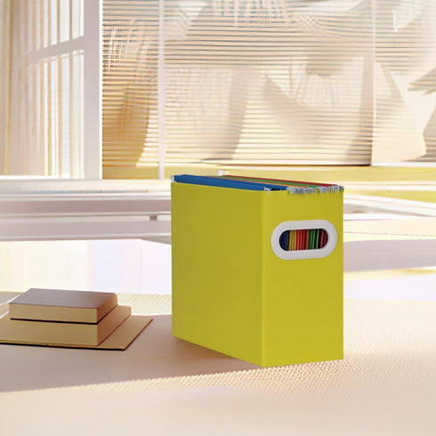 XiePiPi Paper Collapsible File Box - Cardboard Hanging File Folders Organizer for Letter Size, Portable with Handles,