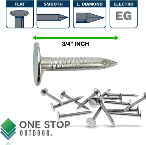 (500-Pack) 3/4-Inch Galvanized Roofing Nails Professional Grade - .75 Inch Used to fasten roofing felt, asphalt singles & insulation board (500)