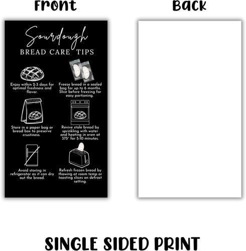 Lashicorn 50pk 2x3.5 Sourdough Bread Care Instructions Cards Tips and Tricks Minimalist Black Starter Kit Farmers