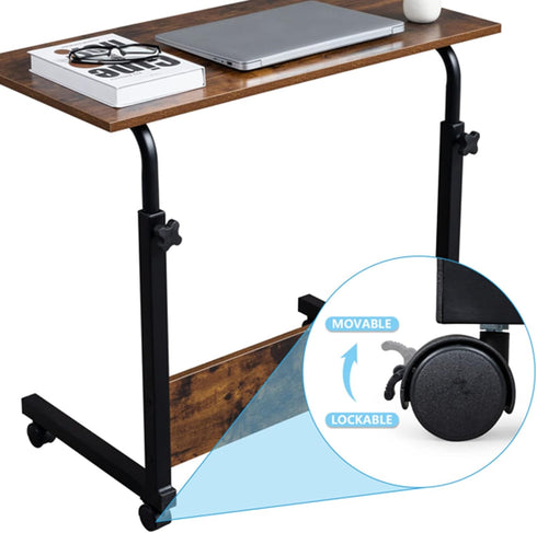 Ymlpre Standing Desk Adjustable Height, Portable Mobile Stand Up Desk for Sofa and Bed, Laptop Rolling Cart