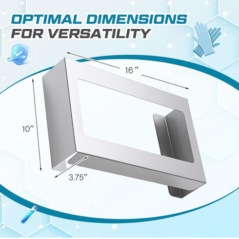 1 10" 16" 3 3/4" Blulu Pcs Stainless Steel Triple Glove Box Holder Triple Glove Dispenser Wall Mount for Organize