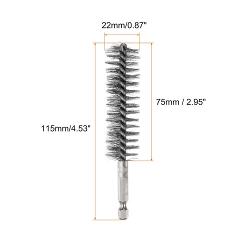 5Pcs Bore Brush Stainless Steel 22mm Dia Cleaning Twisted Wire Brush Tube Pipe Cleaner with Handle 1/4 Inch Hex Shank for Tubes, Ports, Bearings