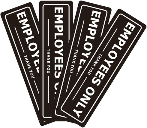 Employees Only Sign for Office Business Door, Aluminum Metal Black White Signs for Store, Pack of 4