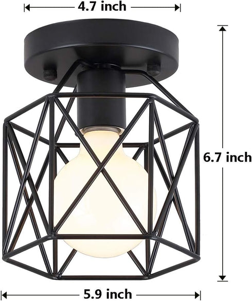 KOONTING Retro Vintage Industrial Flush Mount Ceiling Light, Mini Painting Metal Pendant Light Ceiling Light Fixture