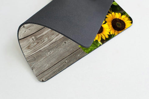 Smooffly Portable Mouse Pad Custom, Plants Theme Sunflower on Wooden Personality Designs Gaming Mouse Pad