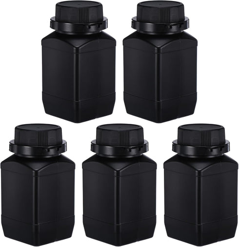 PATIKIL 5 Pcs 500ml Reagent Bottles, HDPE Wide Mouth Square Bottles with Screw Cap for Lab Storage