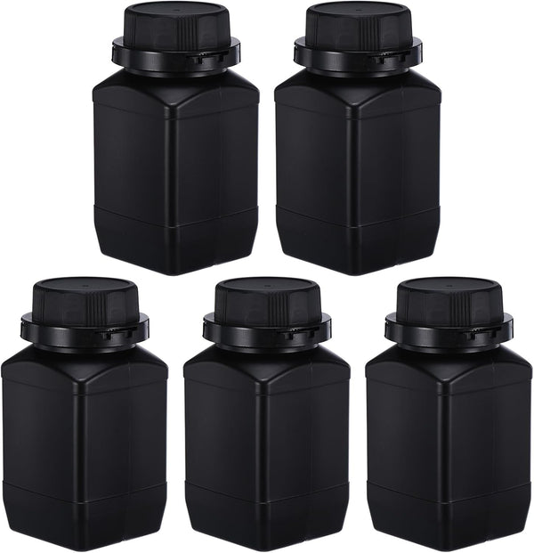 PATIKIL 5 Pcs 500ml Reagent Bottles, HDPE Wide Mouth Square Bottles with Screw Cap for Lab Storage