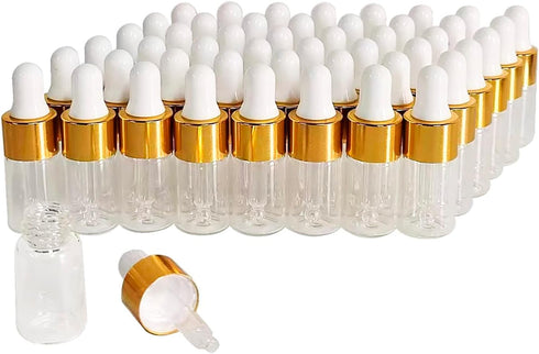 50PCS Transparent Sample Dropper Bottles, 3 ml Mini Essential Oil Dropper Bottles, Perfume Bottles with 2 Plastic Droppers for Travel Test Samples by BEGIKET
