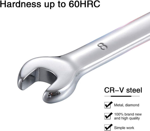 KATUR 8mm Ratcheting Wrench Set - Flexible Pivoting Head Ratchet Combination Spanner Tool
