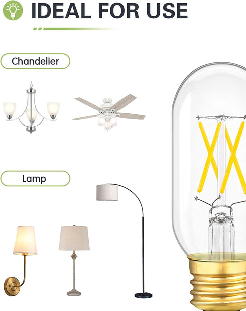 Dimmable E26 Bulb 40W E26 Bulbs 4W 4000K E26 Bulb AC120V 400lm T14 T45 Bulb 4 Pack LED Equivalent Light Neutral White