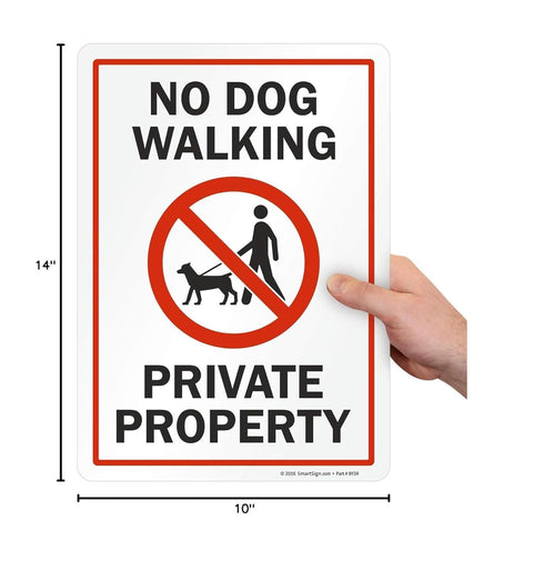 SmartSign "No Dog Walking - Private Property" Label | 10" x 14" Laminated Vinyl