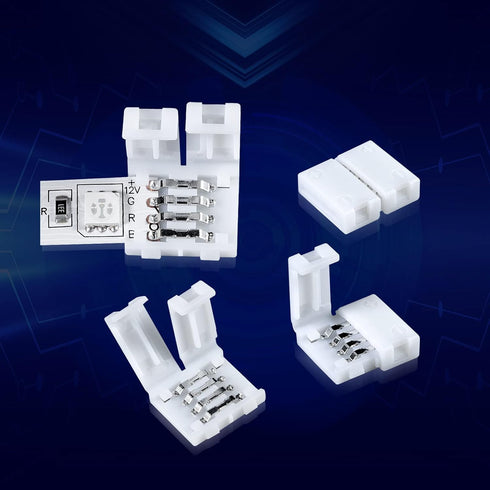 10PCS LED Strip Connectors - LED Light Connectors, 4 Pin 10mm LED Connectors for Strip Lights, LED Light Strip Connectors, LED Strip Light Connectors 4 Pin, RGB Strip Connector for SMD 5050 by Red Snail