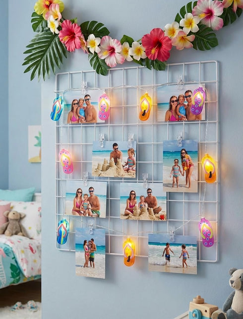 8.5Ft Summer 10L Summer, Beach Themed Lights, LED Flips Flops String Lights Plug in for Indoor and Outdoor Holiday Luau