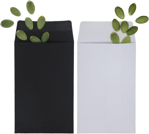 Hubuki Tiny Little Seeds Saver Envelopes, 100 Pack Mini Paper Seed Envelopes (2.25"X3.5", 50 Black+50 White)