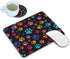 Mouse Pad and Coasters Set - Multicolor Dog Paws Mouse Pad, Non-Slip Rubber Base for Office