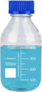 Round Media Storage Bottles with GL45 Blue Screw Cap, Borosilicate Glass Clear Wide Mouth Graduated Round Bottle