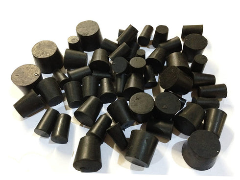 United Scientific RSTPK1 Premium Black Rubber Stoppers, Assorted Sizes, 1 Pound, Good for Sealing Bottles and Tubes