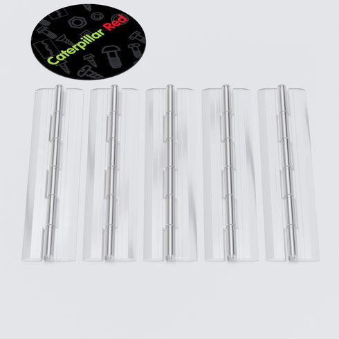 Pack of 5 Transparent Clear Plastic Acrylic Continuous Piano Hinges, 200mm (7 7/8 in)