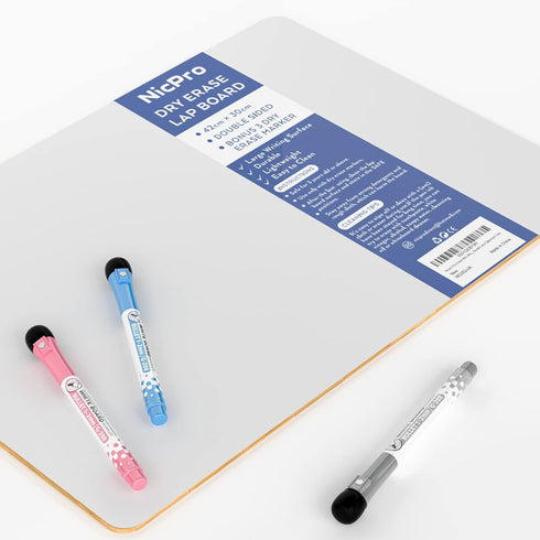 Nicpro 12 x 16 inches Lapboard Small Dry Erase Lap Board Double Sided with 3 Water-Based Pens Learning Mini Whiteboard Portable for Kid Student and Classroom Use by Nicpro