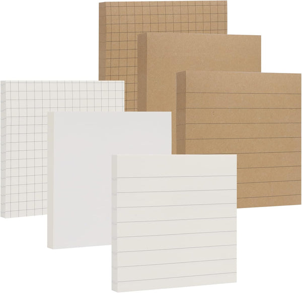 NatureTouch Sticky Notes, 6 Packs, 3 x 3 Inches Adhesive Self-Stick Notes, Multiple Designs for Reminders