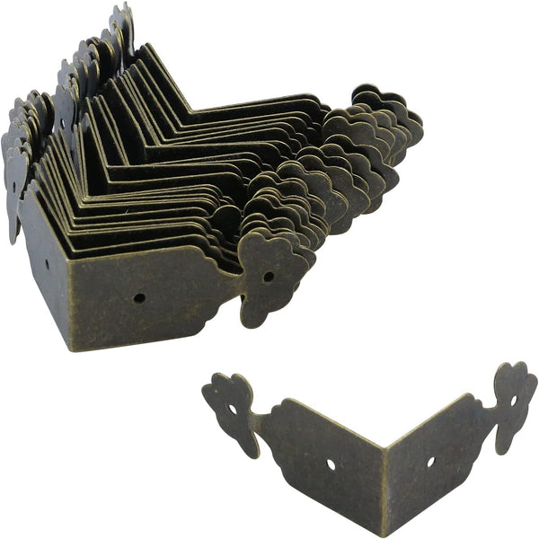 Antrader Vintage Corner Protector Metal L Shaped Decorative Furniture Case Box Cover
