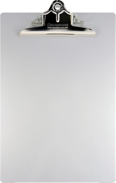 Saunders Aluminum Round Corner Clipboards - 8 1/2" x 12", 1" Clip Capacity, Clamp, Silver - 1 Each